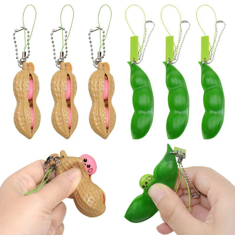 Squishy Peanut Fidget | Peas Keychain Fidget | PlayfulSenses